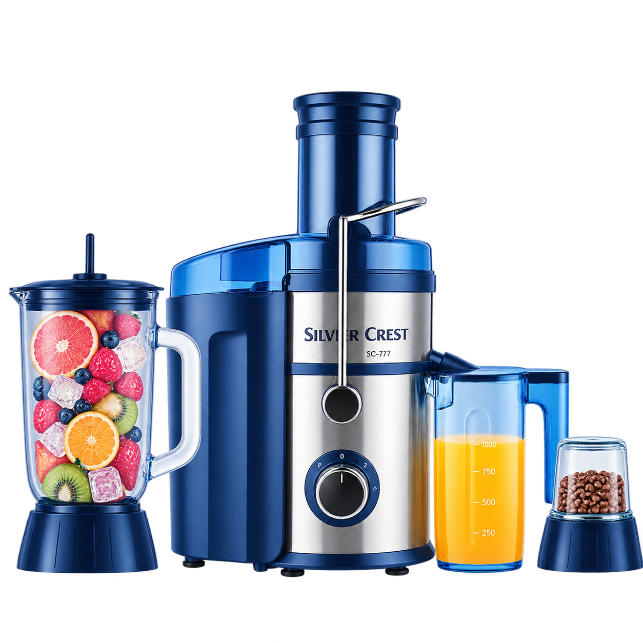 blue_5_in_1_juicer_appliance_set عصارة 5 في 1 Silver Crest SC-777 – 1800 وات حسب العبوة - الصورة 1