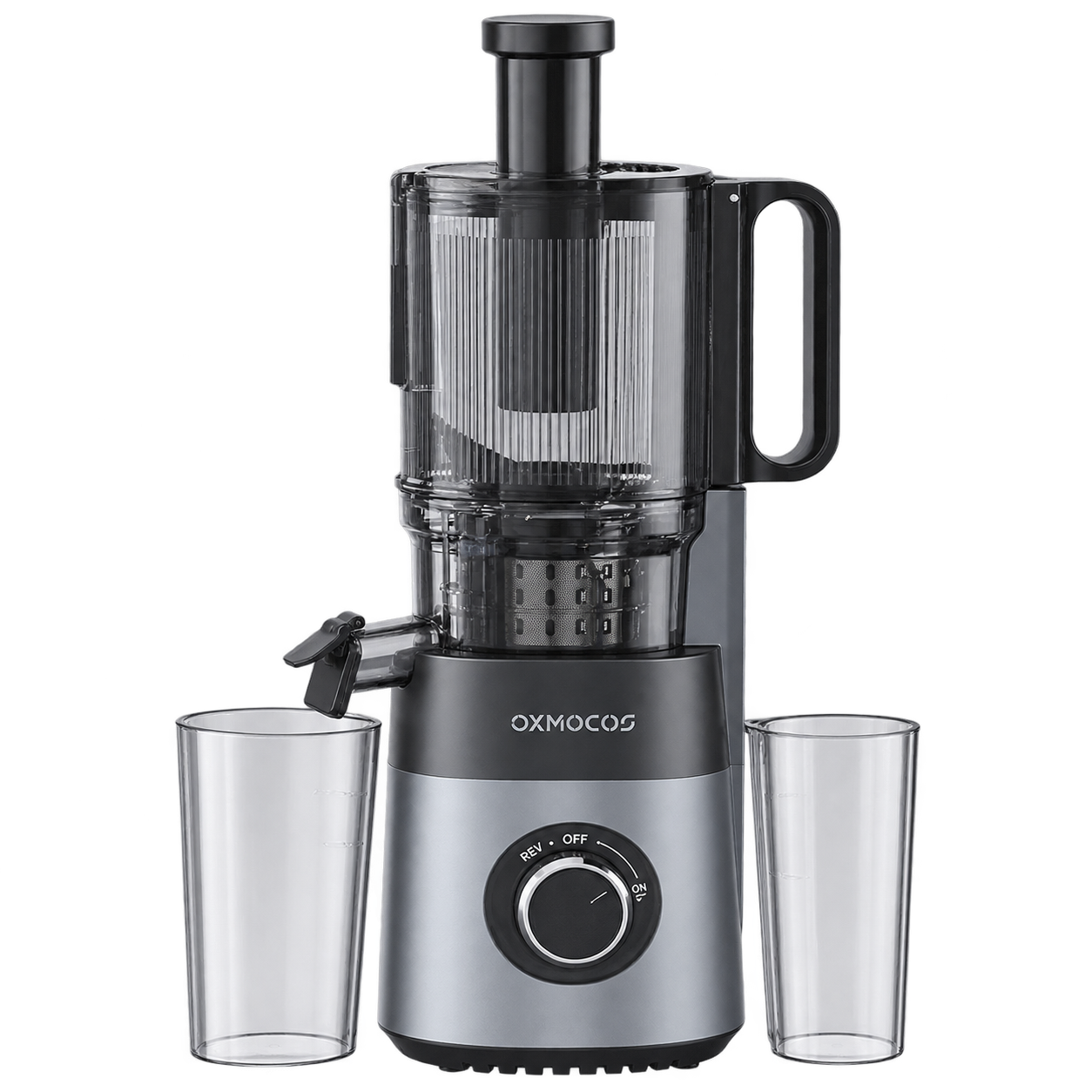 oxmocos_vertical_slow_juicer_set عصارة بطيئة عمودية OXMOCOS بفتحة تغذية 126 مم – 220 وات - الصورة 1