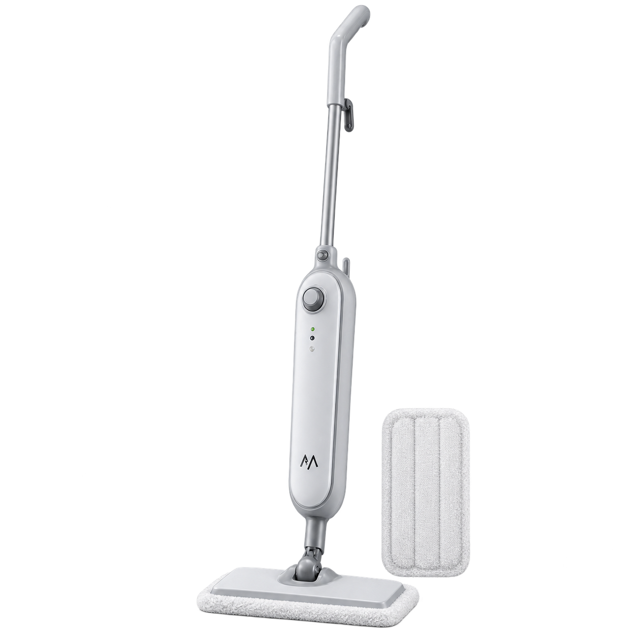 white_steam_mop_with_spare_microfiber_pad ممسحة بخار كهربائية لتنظيف الأرضيات - الصورة 1